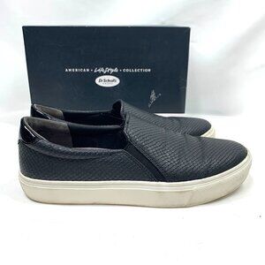 Dr Scholl's Nova Low Top Slip On Sneakers In Black Faux Leather Blend Sz 8.5 IOB